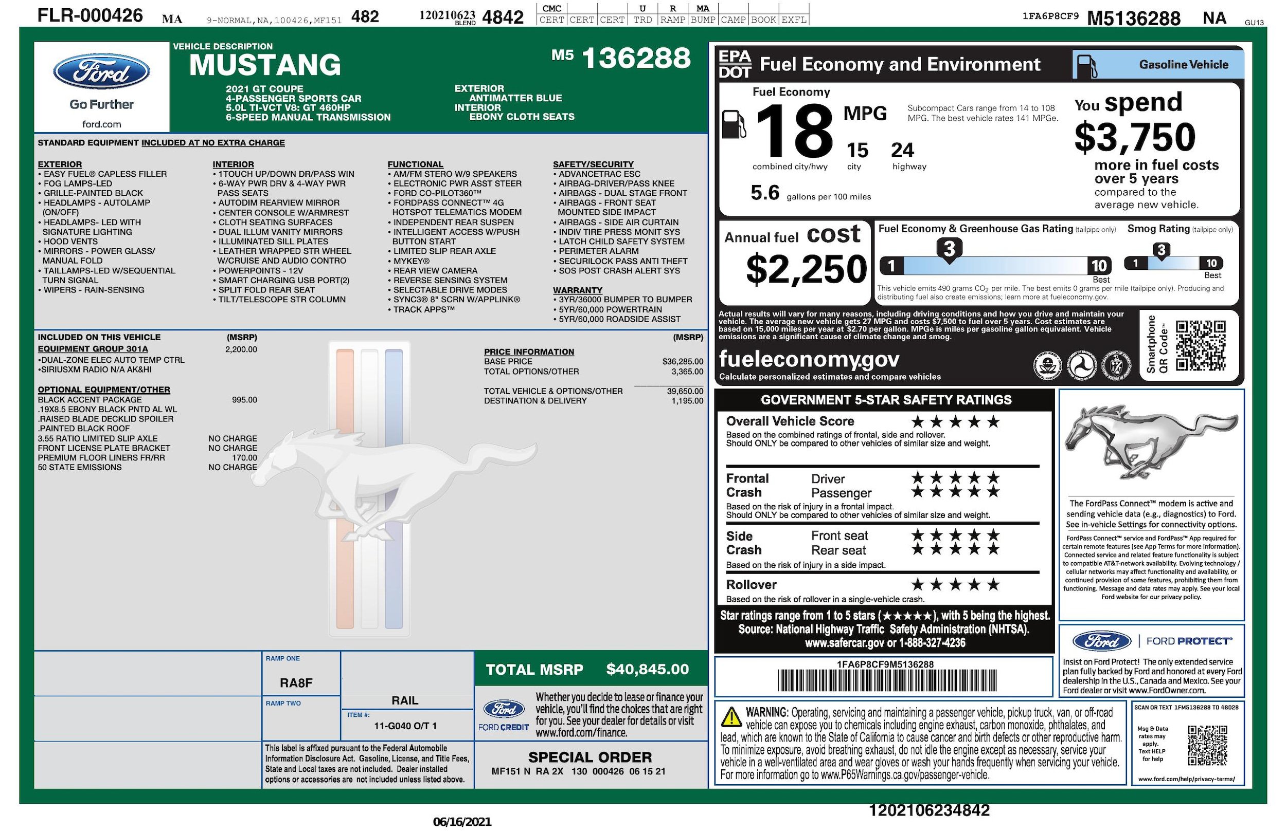 Used 2021 Ford Mustang GT w/ Equipment Group 301A RWD image 9