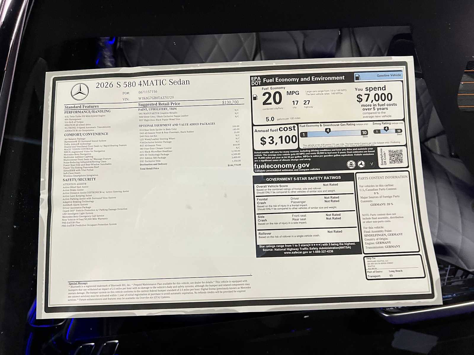 New 2026 Mercedes-Benz S 580 4MATIC Sedan image 41