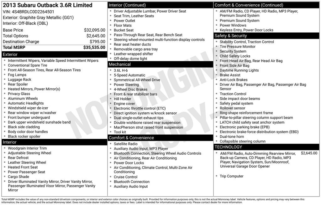 Used 2013 Subaru Outback 3.6R Limited image 10