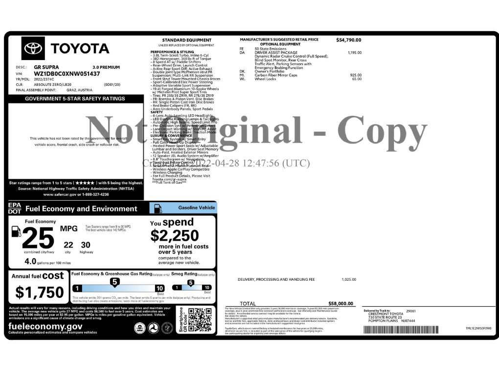 Used 2022 Toyota Supra Premium w/ Driver Assist Package RWD image 2