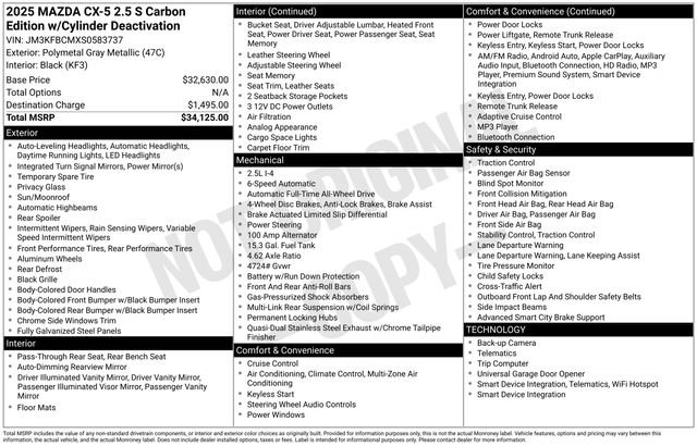 Used 2025 MAZDA CX-5 Carbon Edition image 6