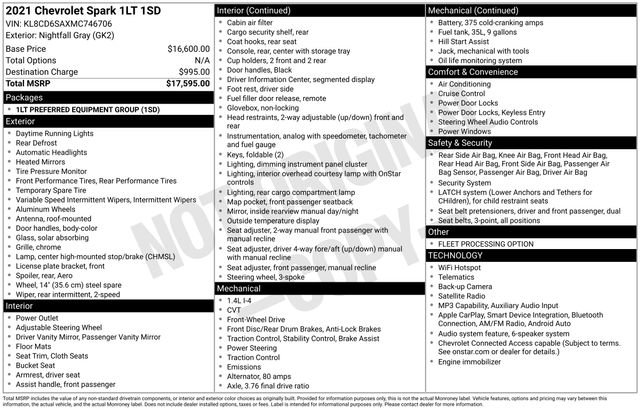 Used 2021 Chevrolet Spark LT FWD image 26