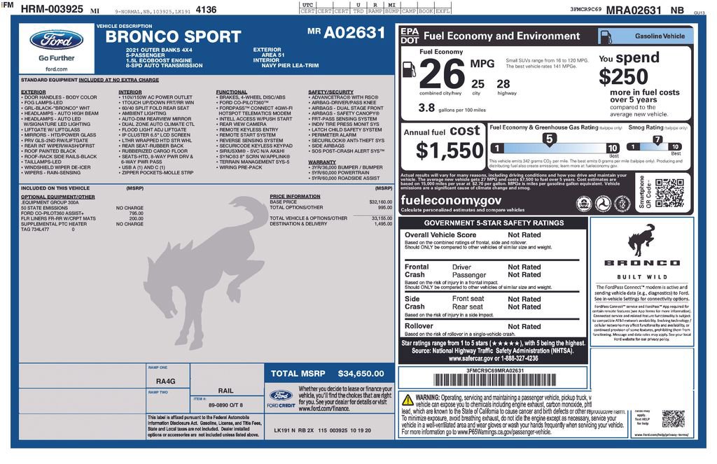 Used 2021 Ford Bronco Sport Outer Banks image 5