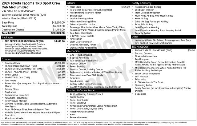 Certified 2024 Toyota Tacoma TRD Sport w/ TRD Sport Upgrade Package AWD/4WD image 33
