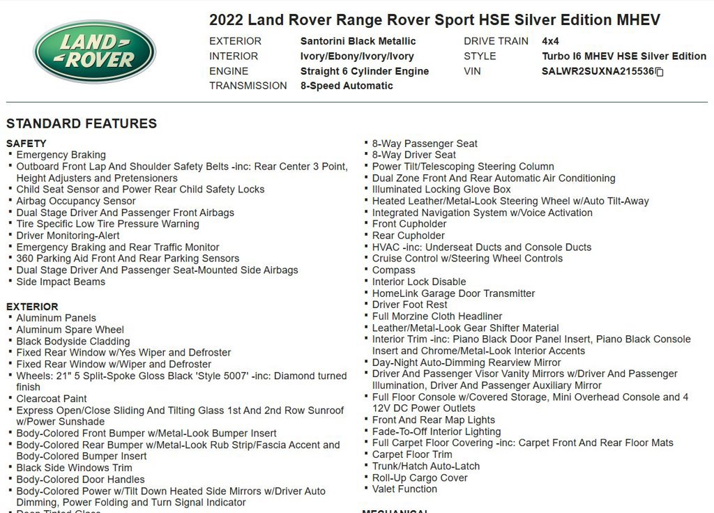 Used 2022 Land Rover Range Rover Sport HSE Silver Edition AWD/4WD image 18