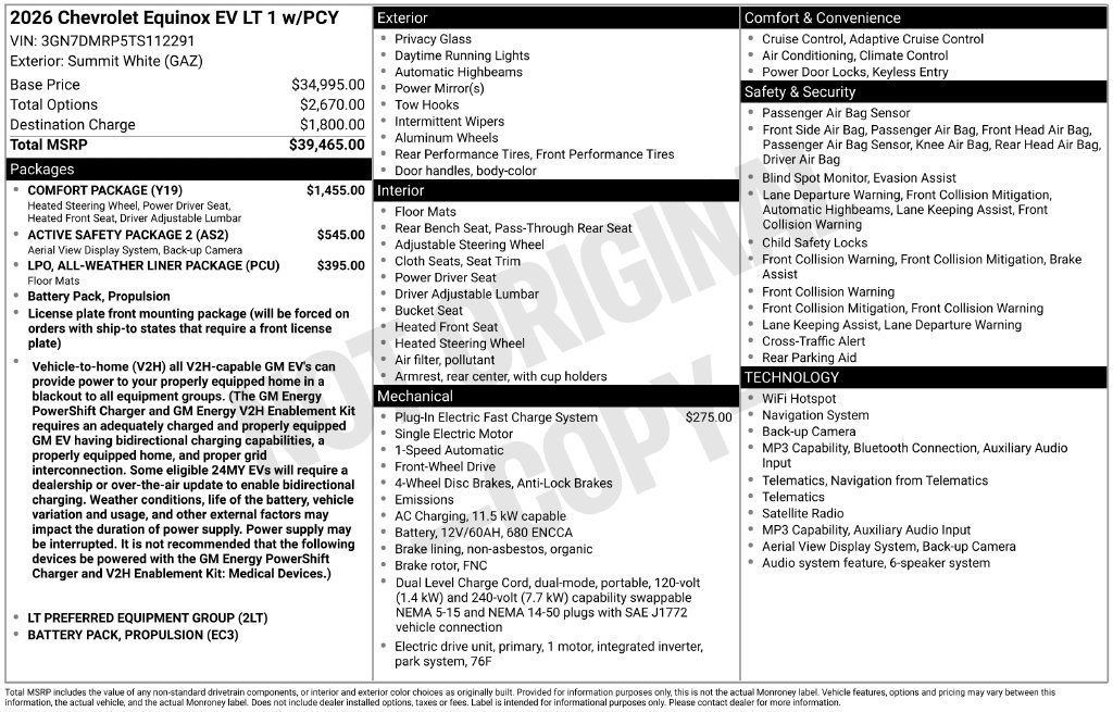 New 2026 Chevrolet Equinox EV LT w/ Comfort Package FWD image 11