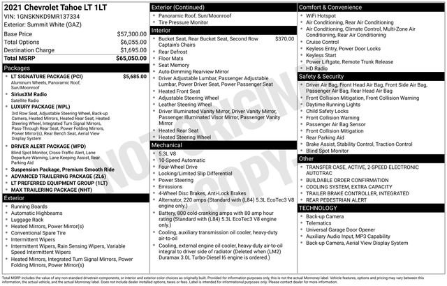 Used 2021 Chevrolet Tahoe LT w/ LT Signature Package AWD/4WD image 20