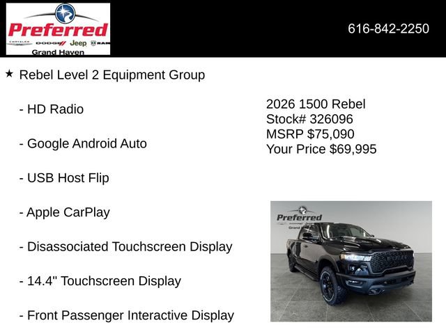 New 2026 RAM 1500 Rebel w/ Rebel Level 2 Equipment Group AWD/4WD image 30