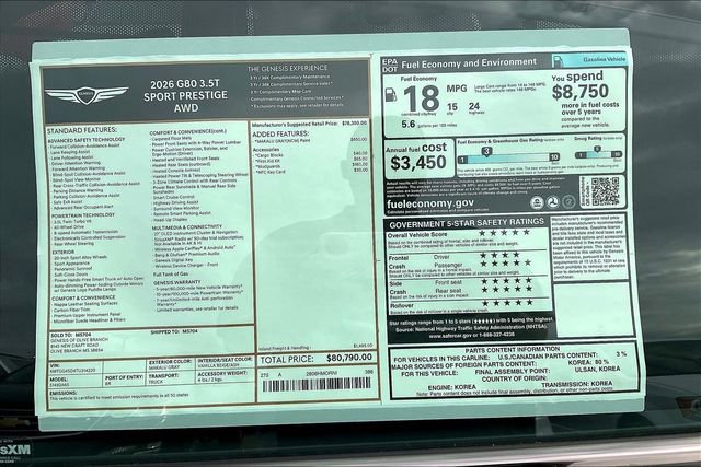 New 2026 Genesis G80 3.5T Sport Prestige image 14