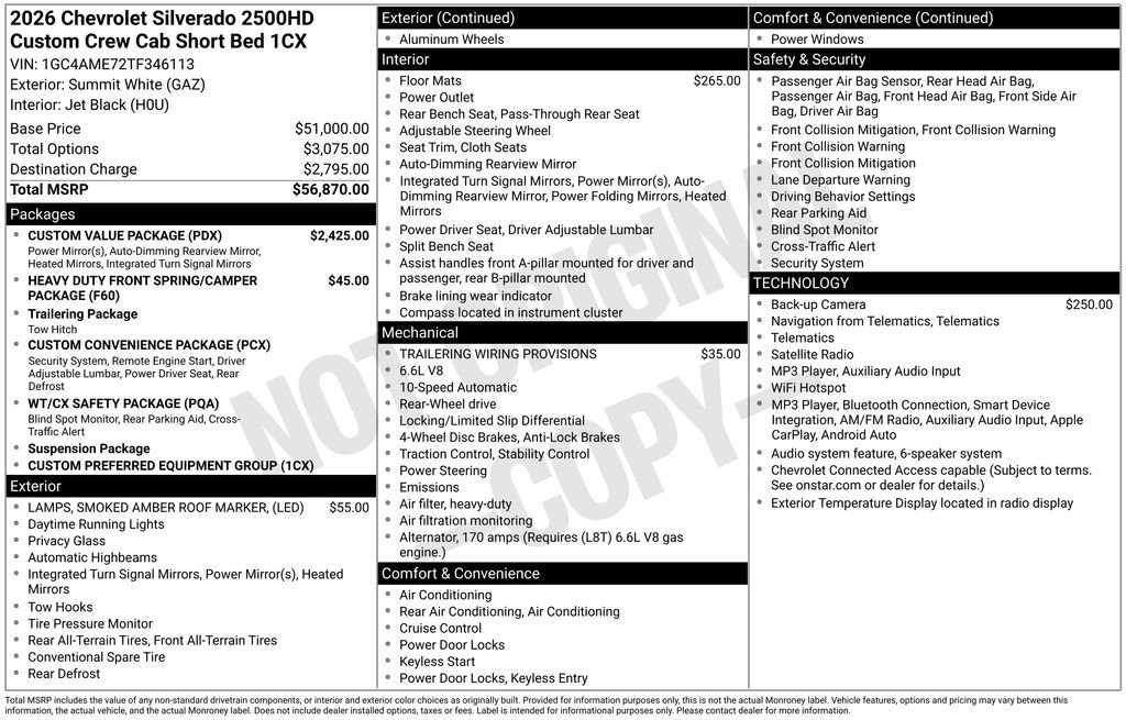 New 2026 Chevrolet Silverado 2500 Custom w/ Custom Value Package RWD image 4
