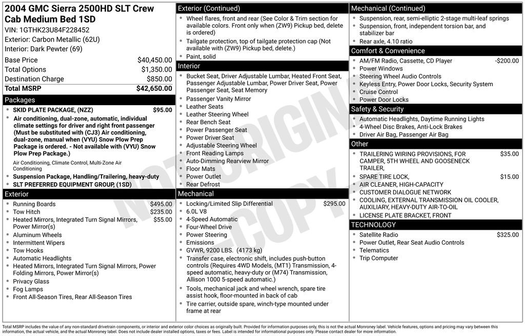 Used 2004 GMC Sierra 2500 SLT w/ Skid Plate Package image 25