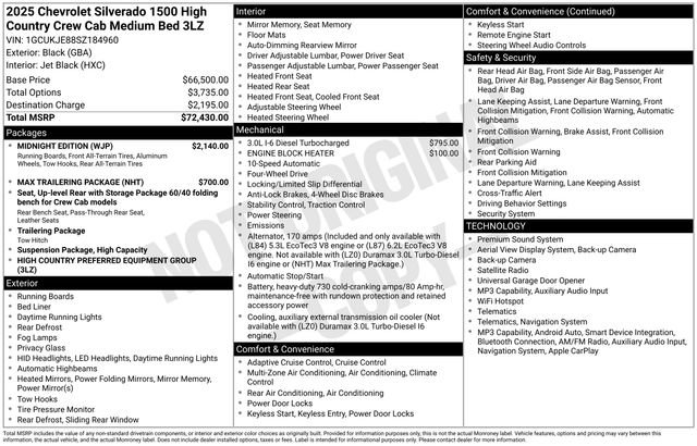 Used 2025 Chevrolet Silverado 1500 High Country w/ Midnight Edition AWD/4WD image 6