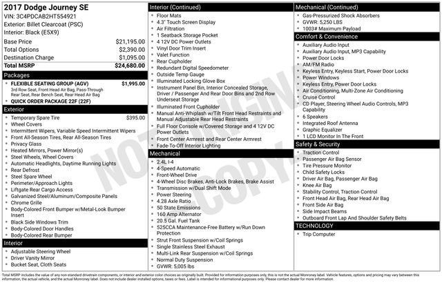 Used 2017 Dodge Journey SE w/ Flexible Seating Group image 34