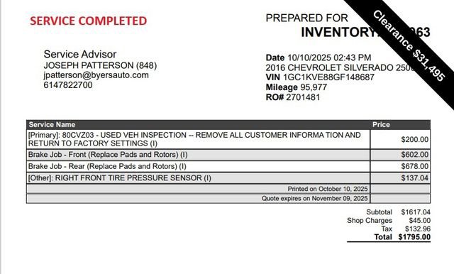 Used 2016 Chevrolet Silverado 2500 LT image 8