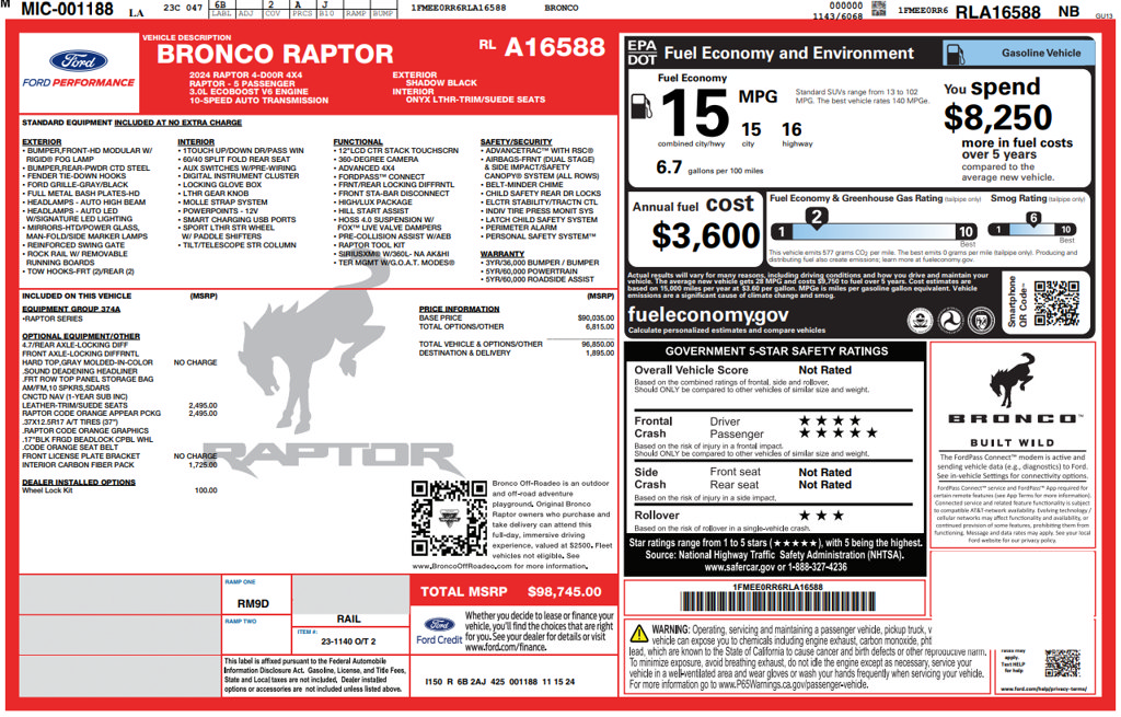 Used 2024 Ford Bronco Raptor AWD/4WD image 32