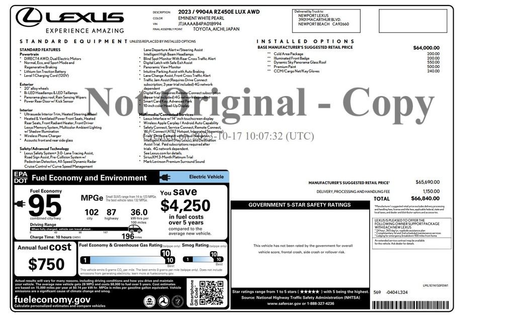 Used 2023 Lexus RZ 450e Premium w/ Accessory Package (Z1) image 3