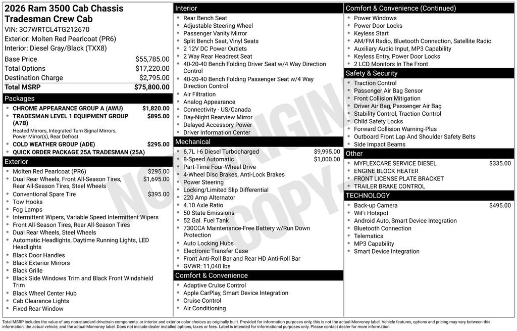 New 2026 RAM 3500 Tradesman w/ Chrome Appearance Group A AWD/4WD image 22
