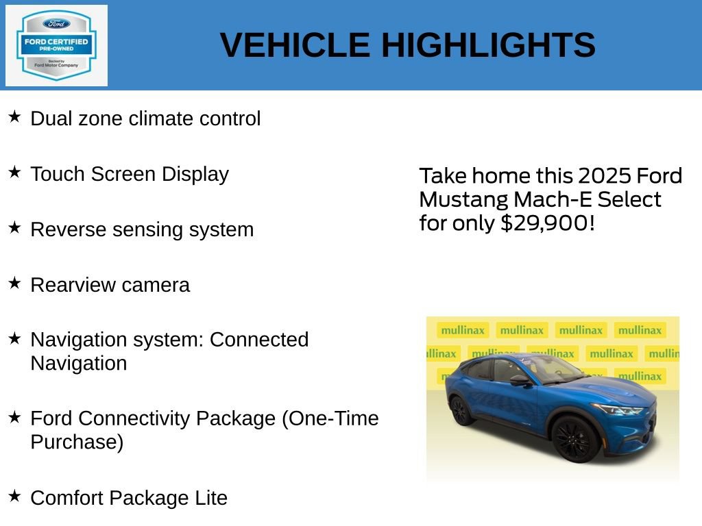 Certified 2025 Ford Mustang Mach-E Select w/ Comfort Package Lite RWD image 21