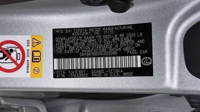 Used 2016 Lexus ES 350 w/ Luxury Package w/Wood Trim FWD image 12