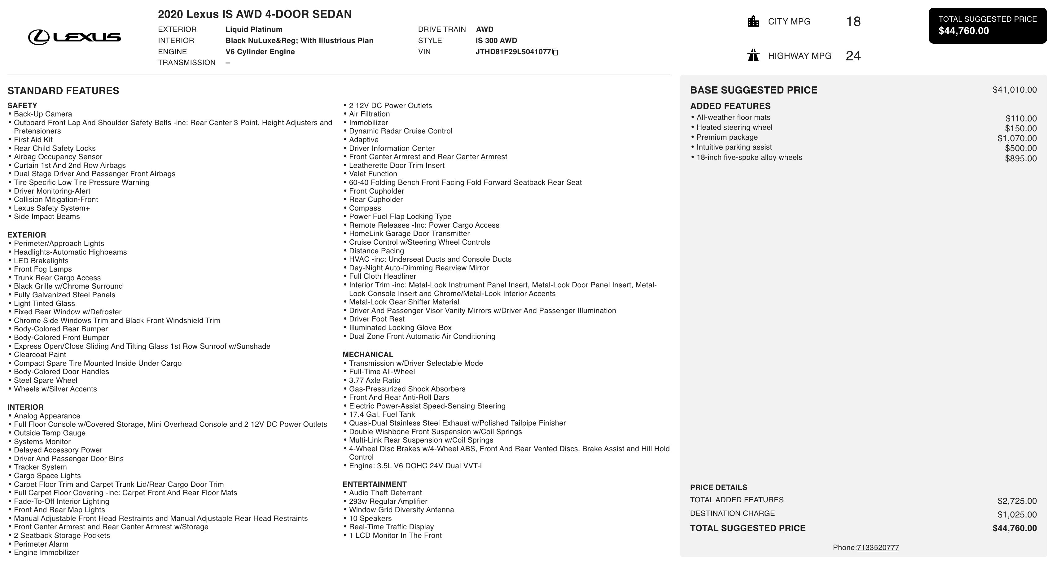 Used 2020 Lexus IS 300 AWD w/ Premium Package image 6