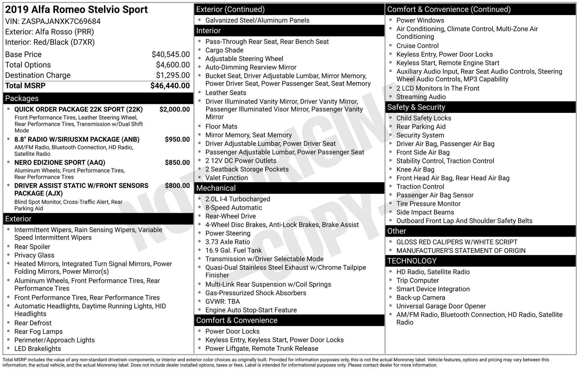 Used 2019 Alfa Romeo Stelvio Sport w/ Quick Order Package 22K Sport RWD image 43