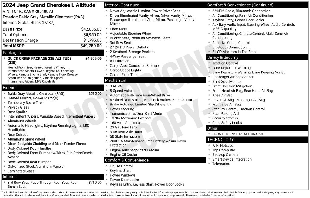 Used 2024 Jeep Grand Cherokee L Laredo AWD/4WD image 10