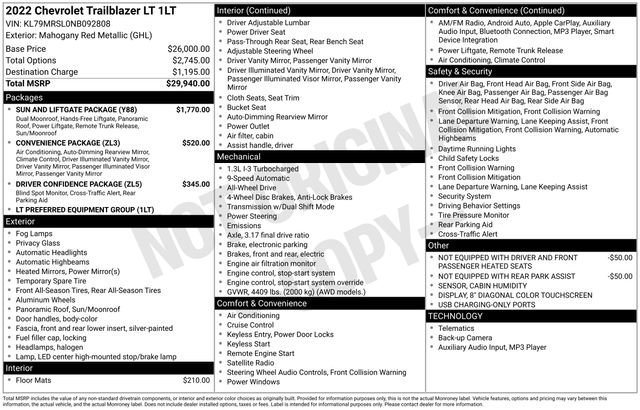 Used 2022 Chevrolet TrailBlazer LT w/ Sun and Liftgate Package image 10