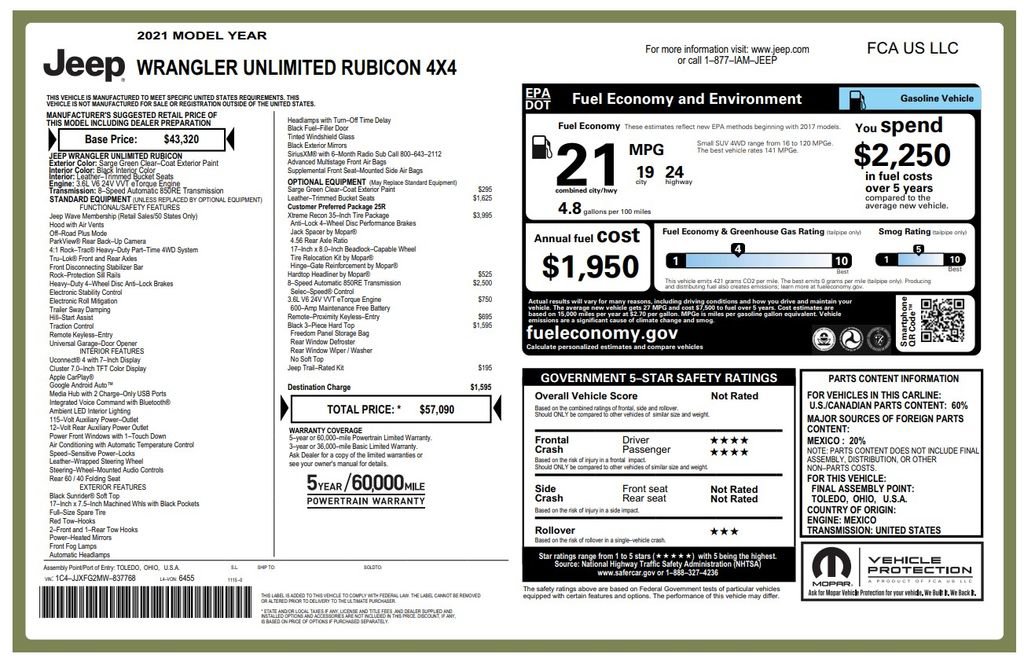 Used 2021 Jeep Wrangler Unlimited Rubicon w/ Xtreme Recon 35" Tire Package AWD/4WD image 4