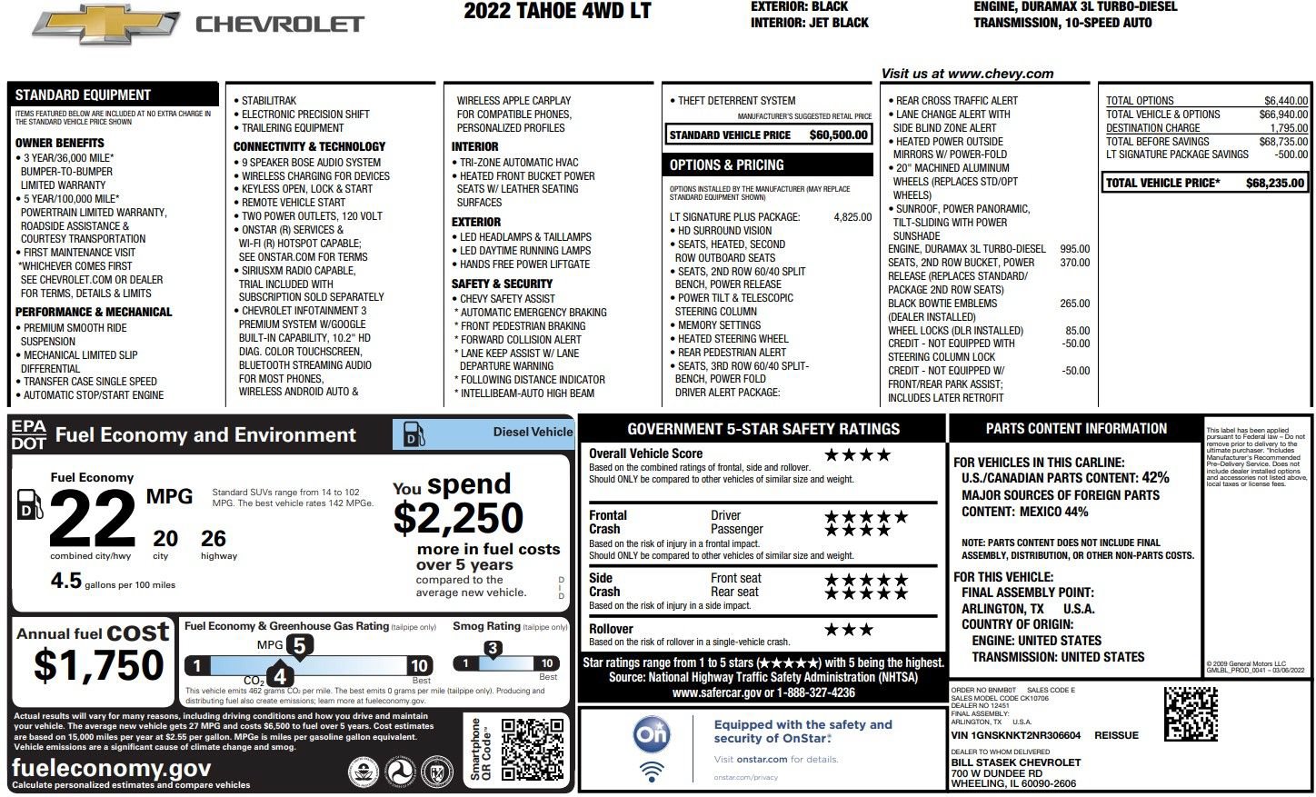 Used 2022 Chevrolet Tahoe LT w/ LT Signature Plus Package AWD/4WD image 40