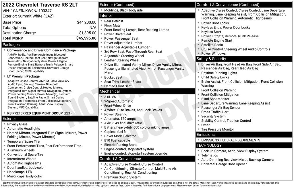 Used 2022 Chevrolet Traverse RS image 6