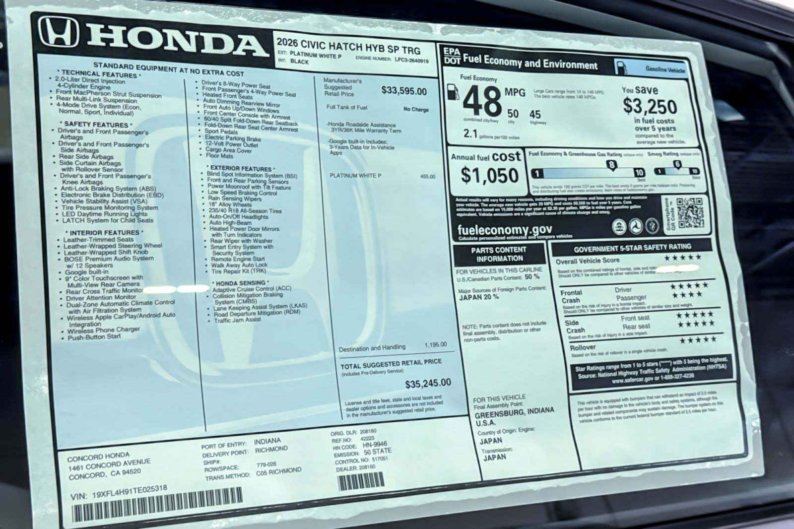 New 2026 Honda Civic Sport Touring image 33