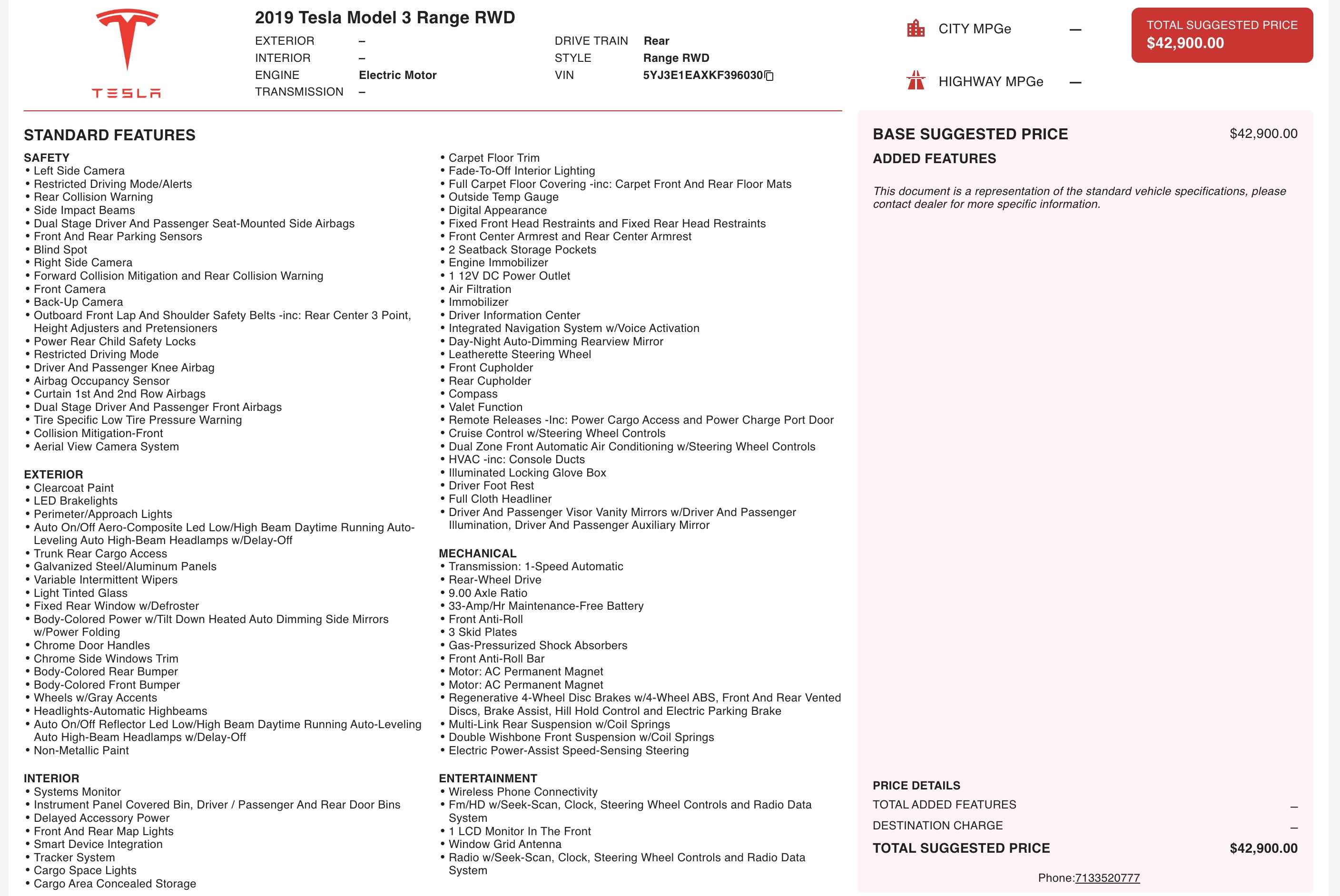 Used 2019 Tesla Model 3 Standard Range image 3