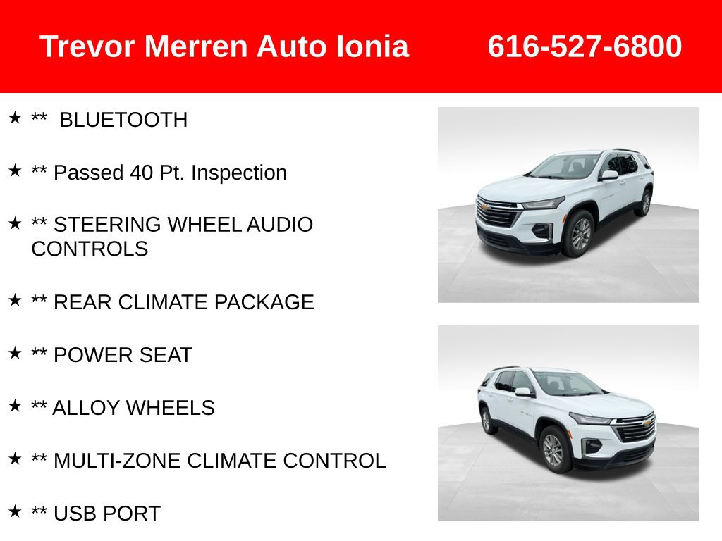 Used 2023 Chevrolet Traverse LT w/ LPO, Floor Liner Package AWD/4WD image 13