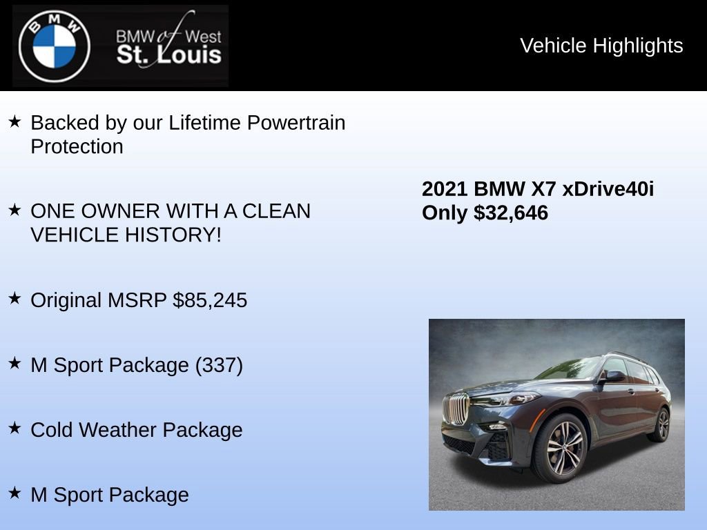 Used 2021 BMW X7 xDrive40i w/ M Sport Package AWD/4WD image 8