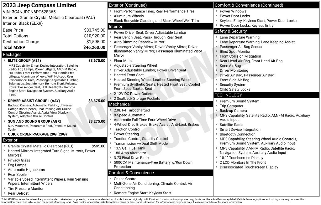 Used 2023 Jeep Compass Limited w/ Elite Group AWD/4WD image 10