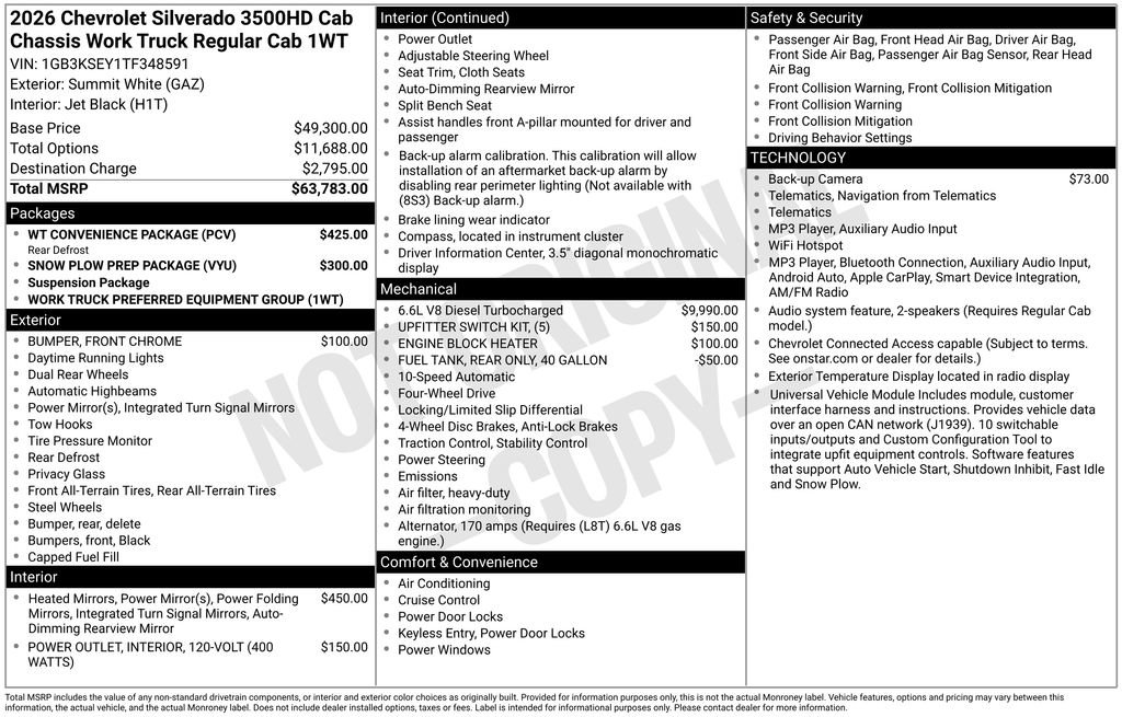 New 2026 Chevrolet Silverado 3500 W/T w/ WT Convenience Package AWD/4WD image 10