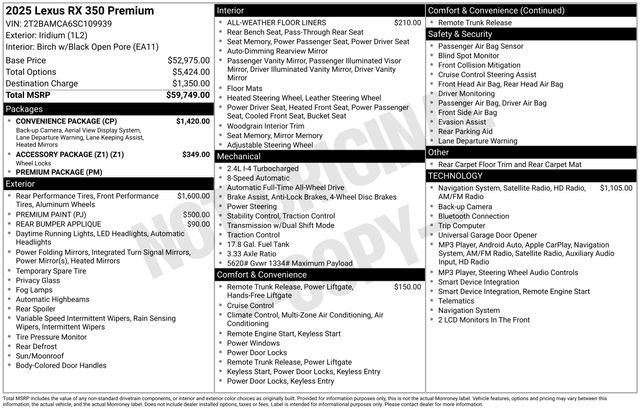 Certified 2025 Lexus RX 350 Premium w/ Convenience Package AWD/4WD image 41