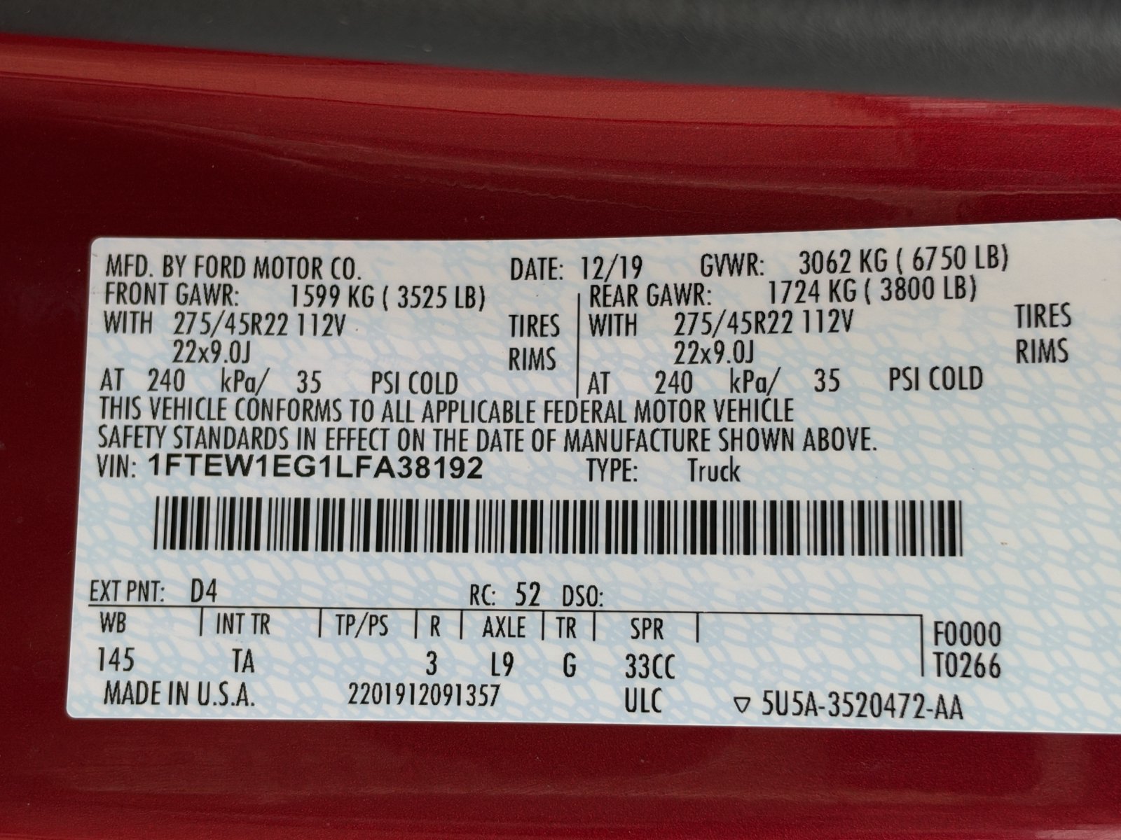 Used 2020 Ford F150 Limited w/ Trailer Tow Package AWD/4WD image 34