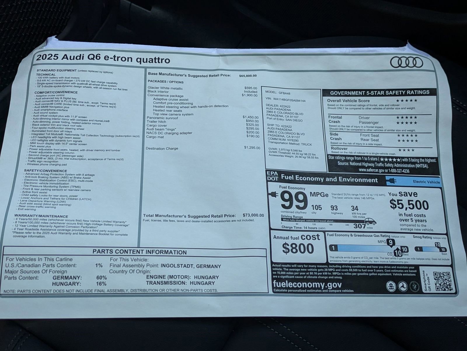 New 2025 Audi Q6 e-tron Premium AWD/4WD image 17