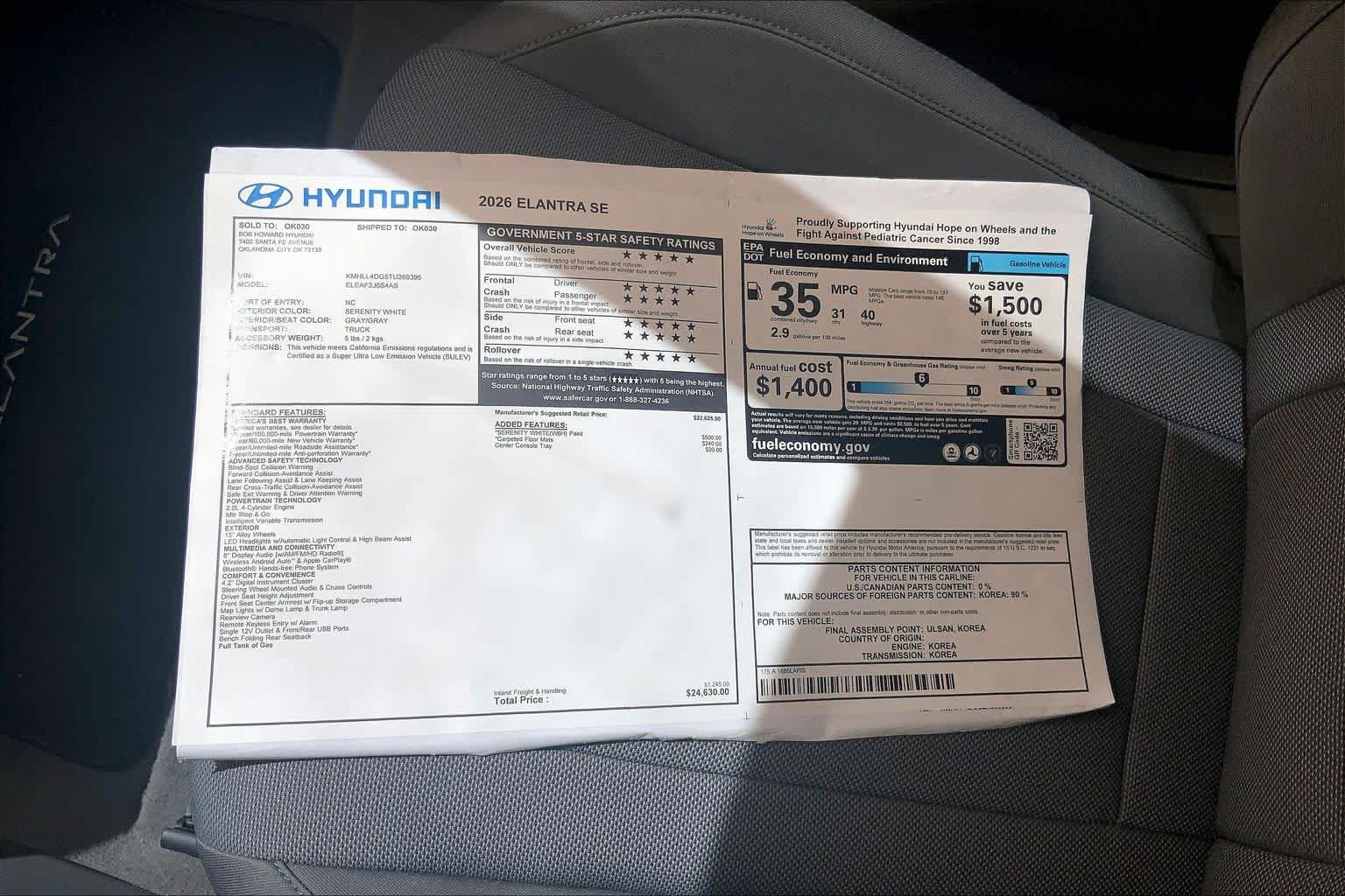 New 2026 Hyundai Elantra SE FWD image 18