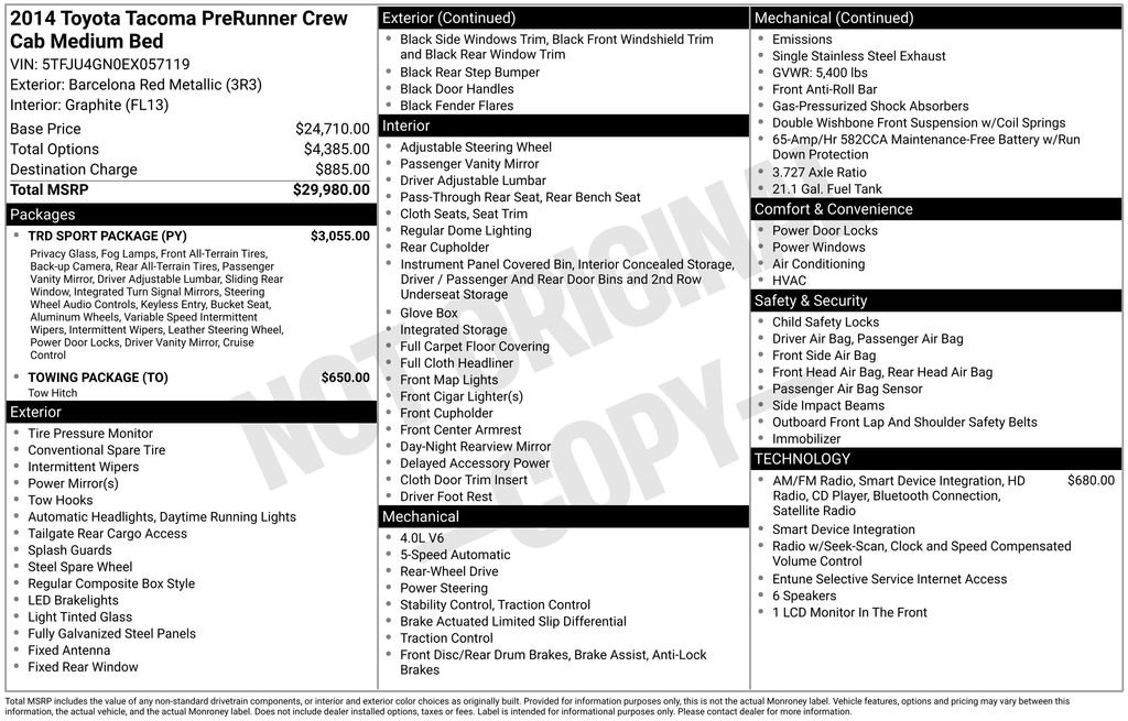 Used 2014 Toyota Tacoma PreRunner w/ TRD Sport Package RWD image 39