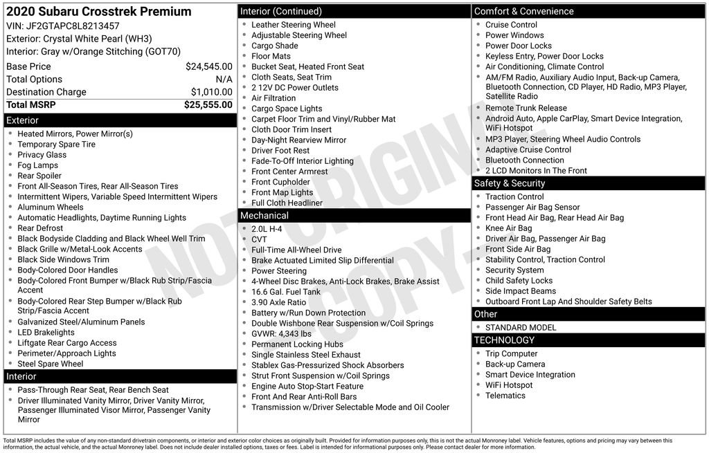 Used 2020 Subaru Crosstrek 2.0i Premium image 49