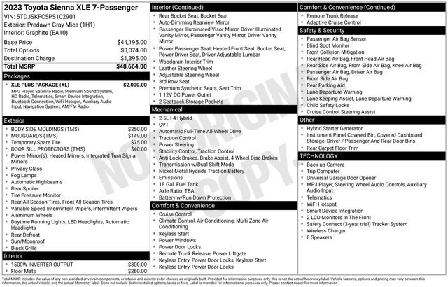 Used 2023 Toyota Sienna XLE w/ XLE Plus Package AWD/4WD image 10