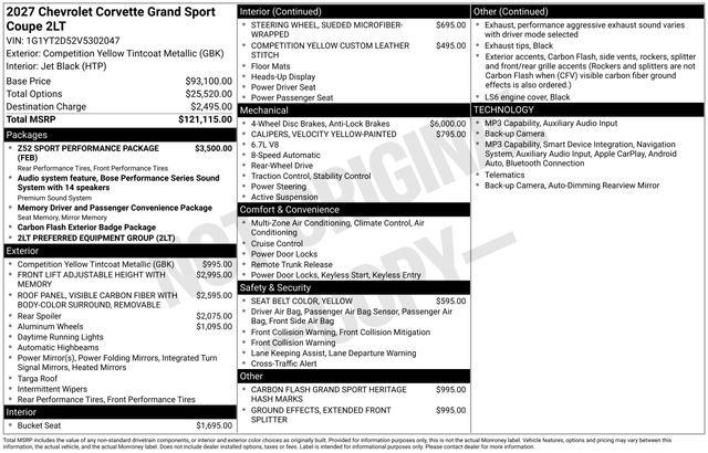 New 2027 Chevrolet Corvette Grand Sport w/ Z52 Sport Performance Package RWD image 5
