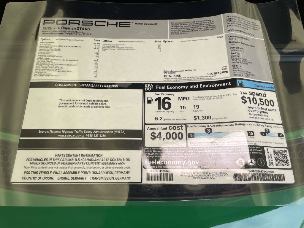 Certified 2025 Porsche 718 Cayman GT4 RS RWD image 41
