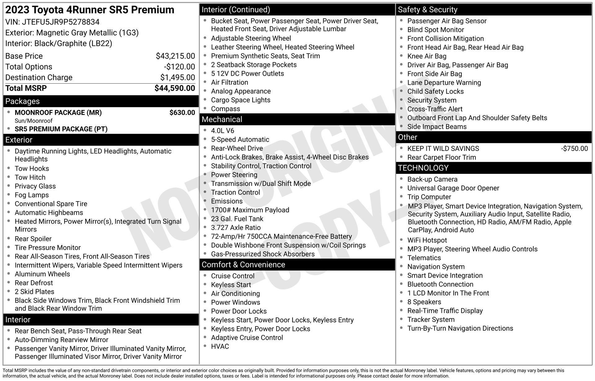 Certified 2023 Toyota 4Runner SR5 Premium w/ Moonroof Package RWD image 34