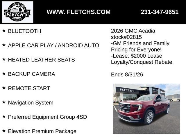 New 2026 GMC Acadia Elevation w/ Elevation Premium Package AWD/4WD image 2