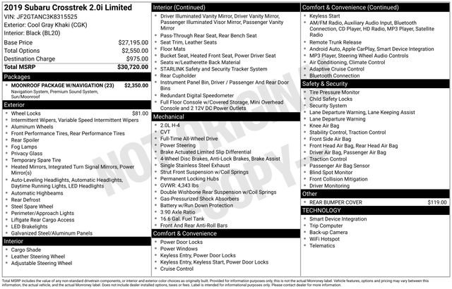 Used 2019 Subaru Crosstrek 2.0i Limited w/ Moonroof Package w/Navigation image 4