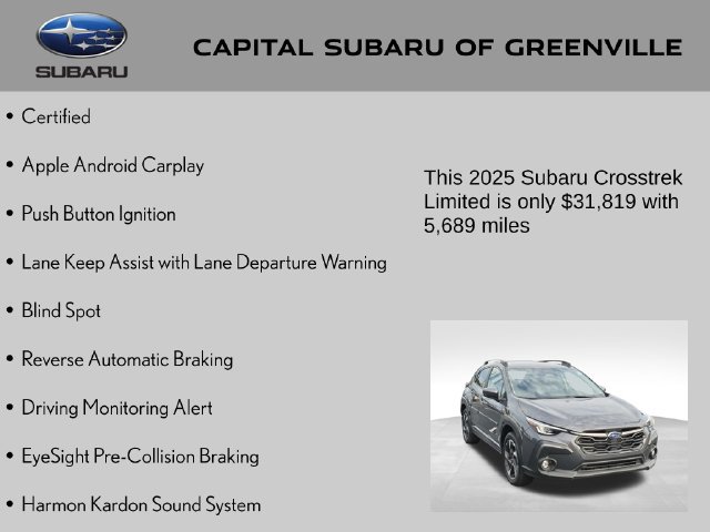 Certified 2025 Subaru Crosstrek 2.5i Limited w/ Crosstrek Mirror Package AWD/4WD image 9
