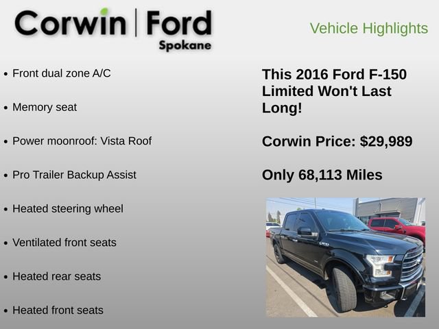Used 2016 Ford F150 Limited w/ Trailer Tow Package AWD/4WD image 12